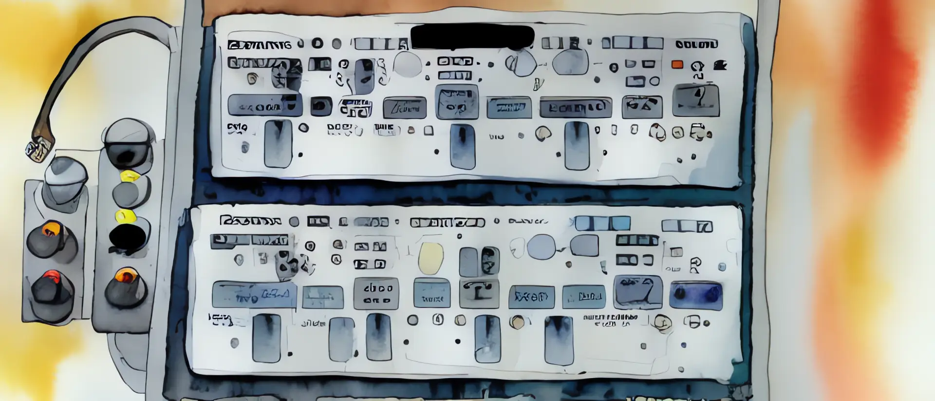 A watercolour of a drum machine.